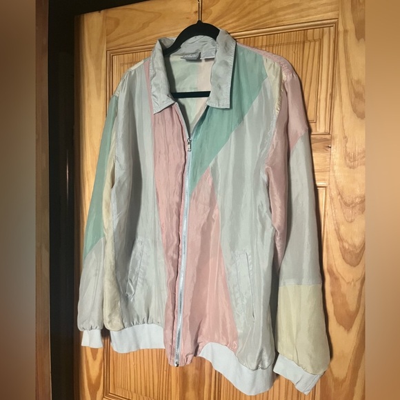 Vintage Blair Silk Colorblock Windbreaker, Size L - Picture 2 of 5